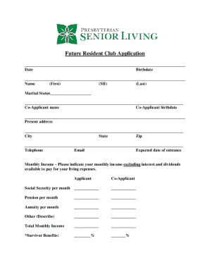 Future Resident Club Application Form