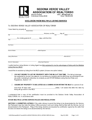 Exclusion from Multiple Listing Service Form
