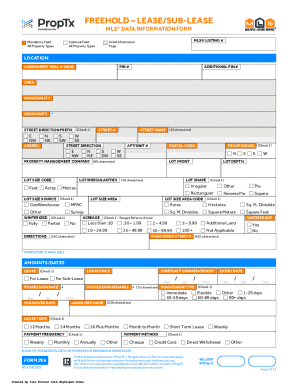 Freehold Lease Sub-Lease Form