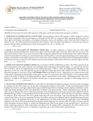 Seller Instruction to Exclude Listing from MLS