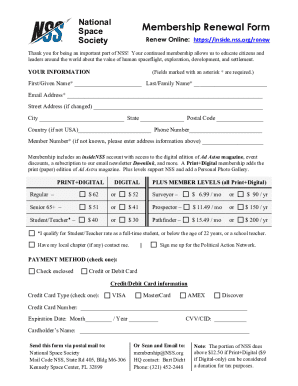 National Space Society Membership Renewal Form