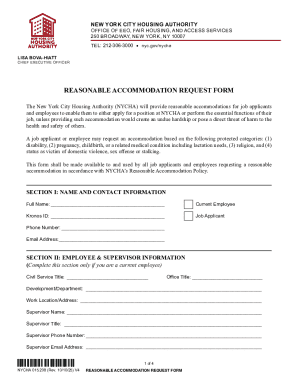 NYCHA Reasonable Accommodation Request Form