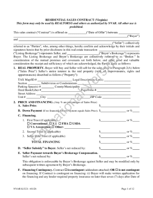Virginia Residential Sales Contract