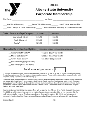 Albany Area YMCA Membership Form