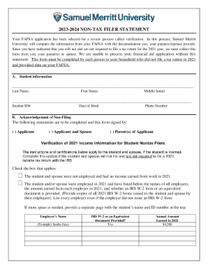 2023-2024 Non-Tax Filer Statement