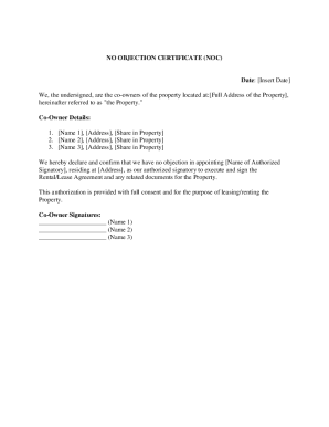 No Objection Certificate for Property Lease