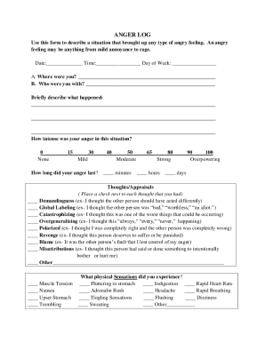 Anger Log Form