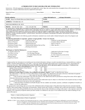 Authorization to Disclose Healthcare Information