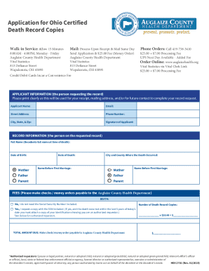 Ohio Certified Death Record Application