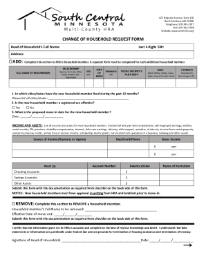 Change of Household Request Form