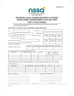 NPS P9/10 Pension Claim Form