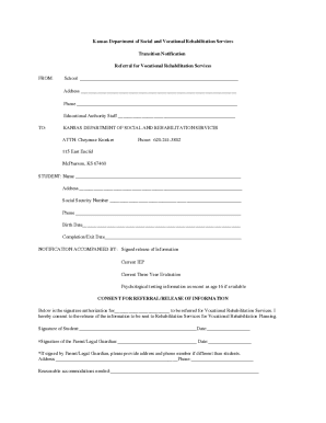 Kansas Transition Notification Form