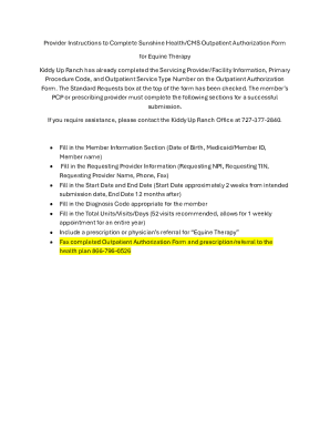 Sunshine Health CMS Outpatient Authorization Form