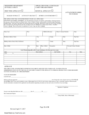 Mississippi Firearm Permit Application