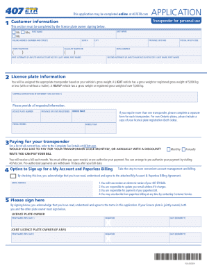 Personal Transponder Lease Application