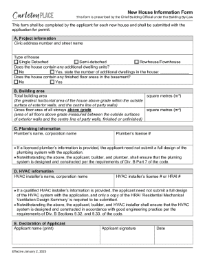 New House Information Form