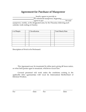 Agreement for Purchase of Manpower