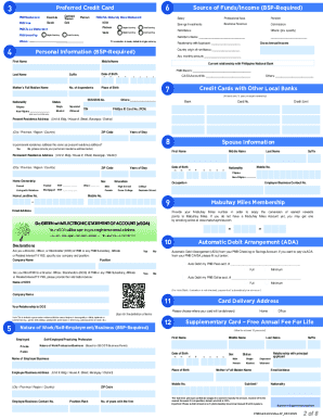 PNB Credit Card Application Form