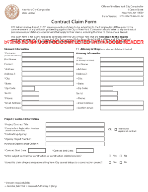 NYC Contract Claim Form