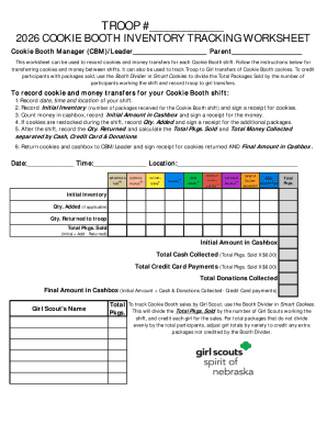 2026 Cookie Booth Inventory Tracking Worksheet