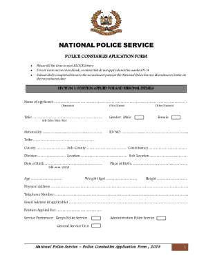 National Police Service Police Constables Application Form