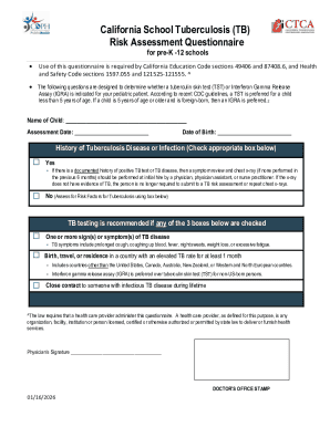 California School TB Risk Assessment Questionnaire