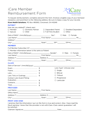 iCare Member Reimbursement Form