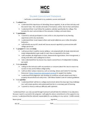 Student Commitment Statement