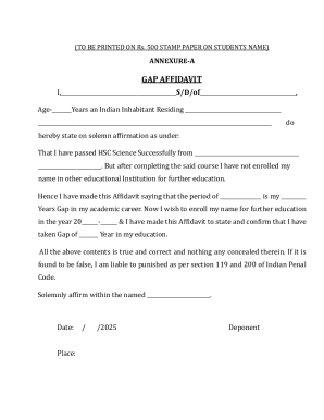 Gap Affidavit for Education