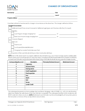 Change of Circumstance Form