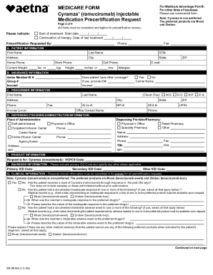 Medicare Form for Cyramza Precertification Request