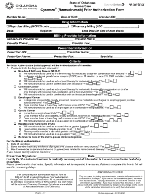 SoonerCare Ramucirumab Prior Authorization Form