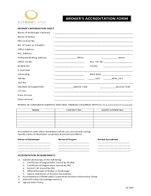 Broker’s Accreditation Form