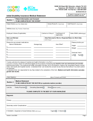 Disability Insurance Medical Statement