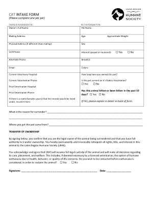 Cat Intake Form