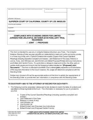 California Eviction Jury Trial Compliance Form