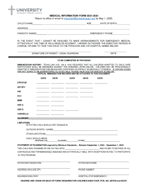 Medical Information Form 2025-2026