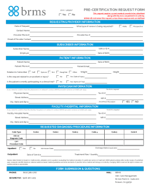 Pre-Certification Request Form