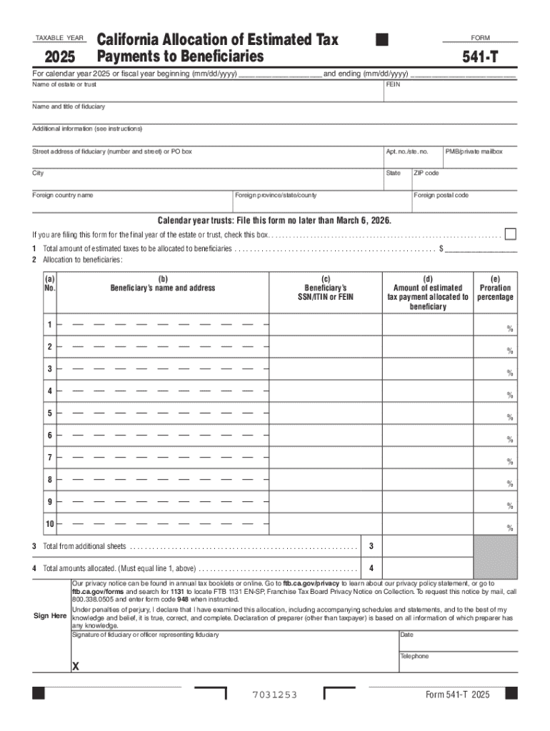 California Form 541-T 2025 Preview on Page 1