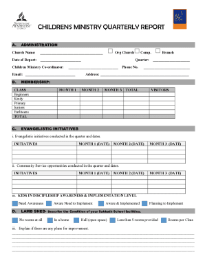 Children Ministry Quarterly Report