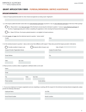 Funeral Memorial Service Assistance Grant Application