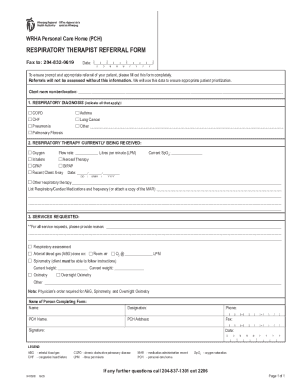 Respiratory Therapist Referral Form