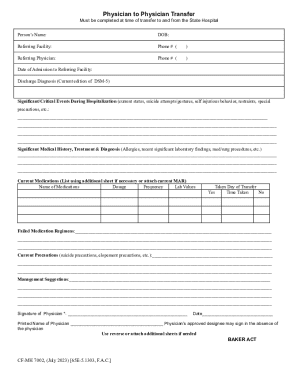 Physician to Physician Transfer Form