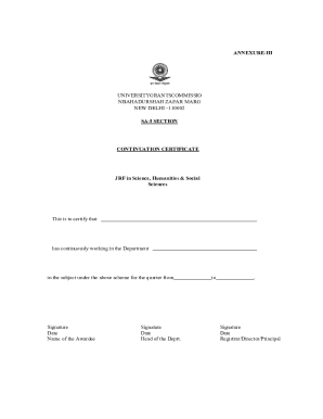 University Grants Commission Continuation Certificate