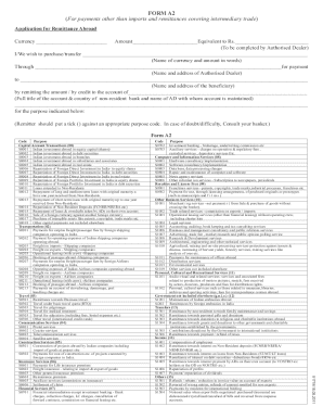 Form A2 Application for Remittance Abroad