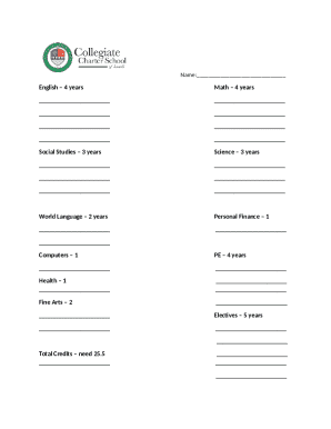 High School Graduation Requirements Form