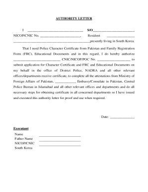 Authority Letter for Police Character Certificate