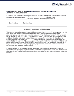 Comprehensive Rider to Florida Residential Contract