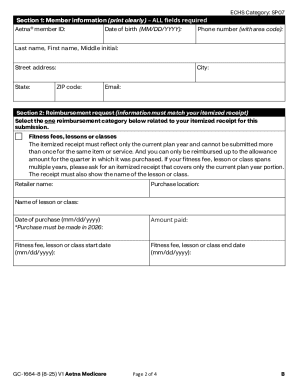 2026 Aetna Medicare Fitness Reimbursement Form