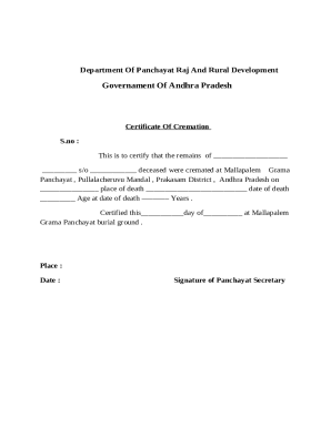 Certificate Of Cremation